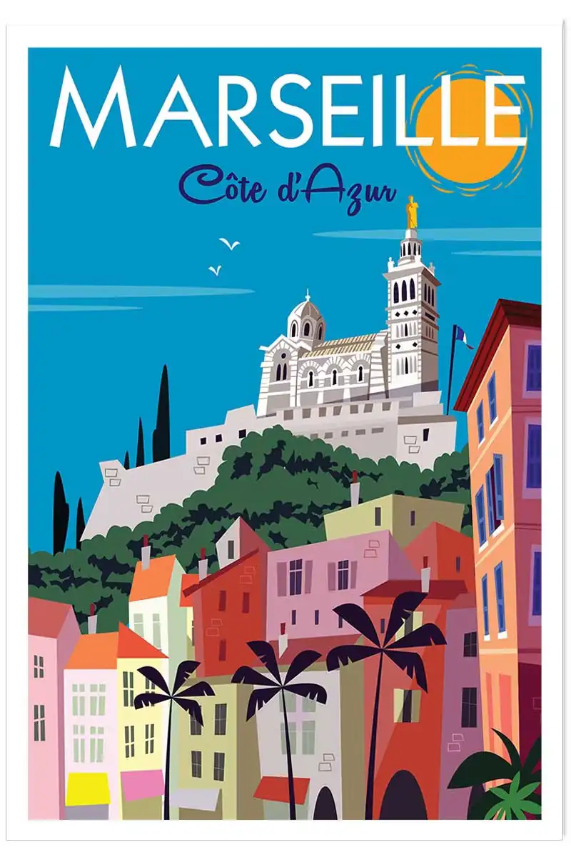 Illustration de la ville de Marseille, siège de l’agence digitale Top of Mind.